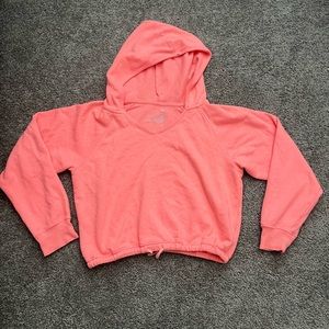 So- Neon pink off the shoulder hood sweatshirt